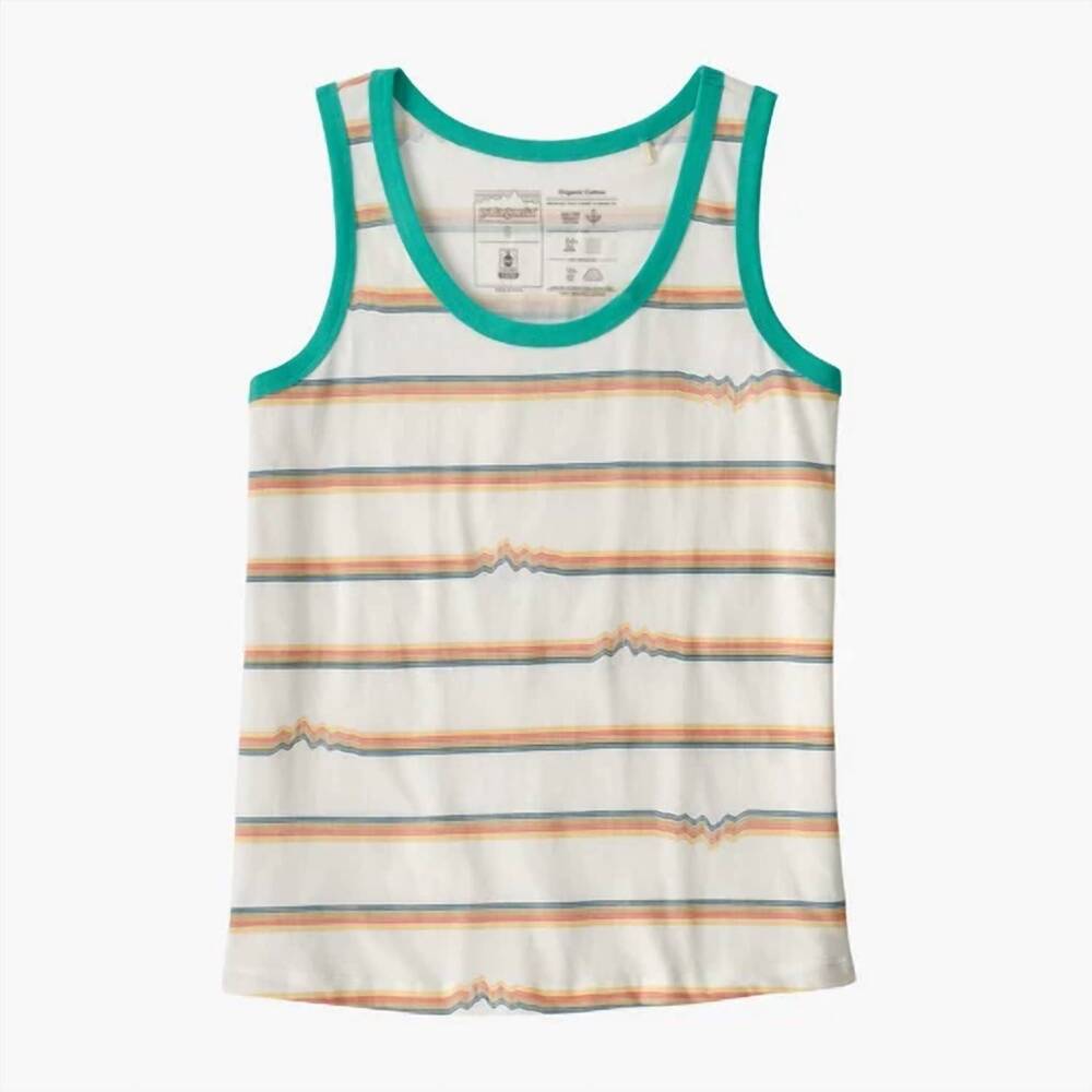 NEW PATAGONIA women's ridge rise stripe repeat organic tank in birch white with